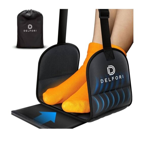 Premium Airplane Footrest With Memory Foam Pillow Adjustable Height & Durable D - Picture 4 of 5